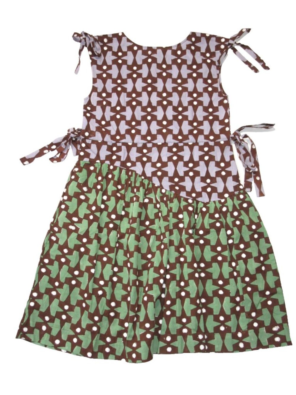 NWT Rujuta Sheth Athena in Pacman Block Print Cotton Tie Side A-line Dress S - Picture 11 of 11